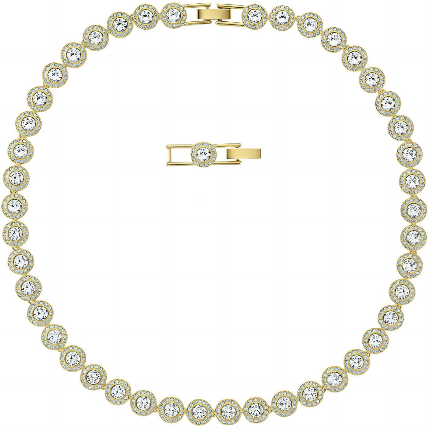 Collana angelica - Collane di cristallo in oro 18 carati, collana delicata di gioielli in oro, cristallo trasparente per donne, matrimonio, festa, matrimonio, San Valentino