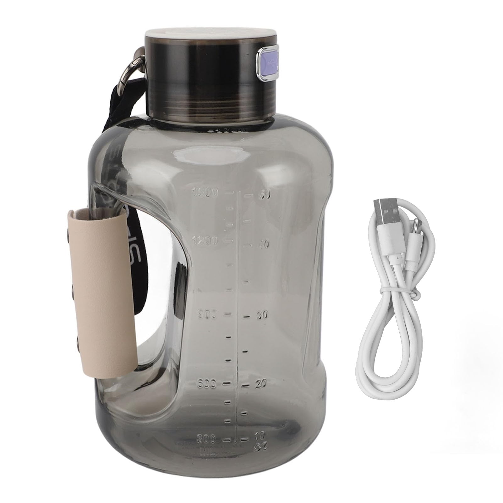 1,5 L Hydrogen Water Bottle, Générateur de Bouteille D'eau D'hydrogène Portable avec Technologie SPE PEM, Bouteille D'hydrogène Rechargeable de 1500 Ml ou Voyage à (Noir frêne)