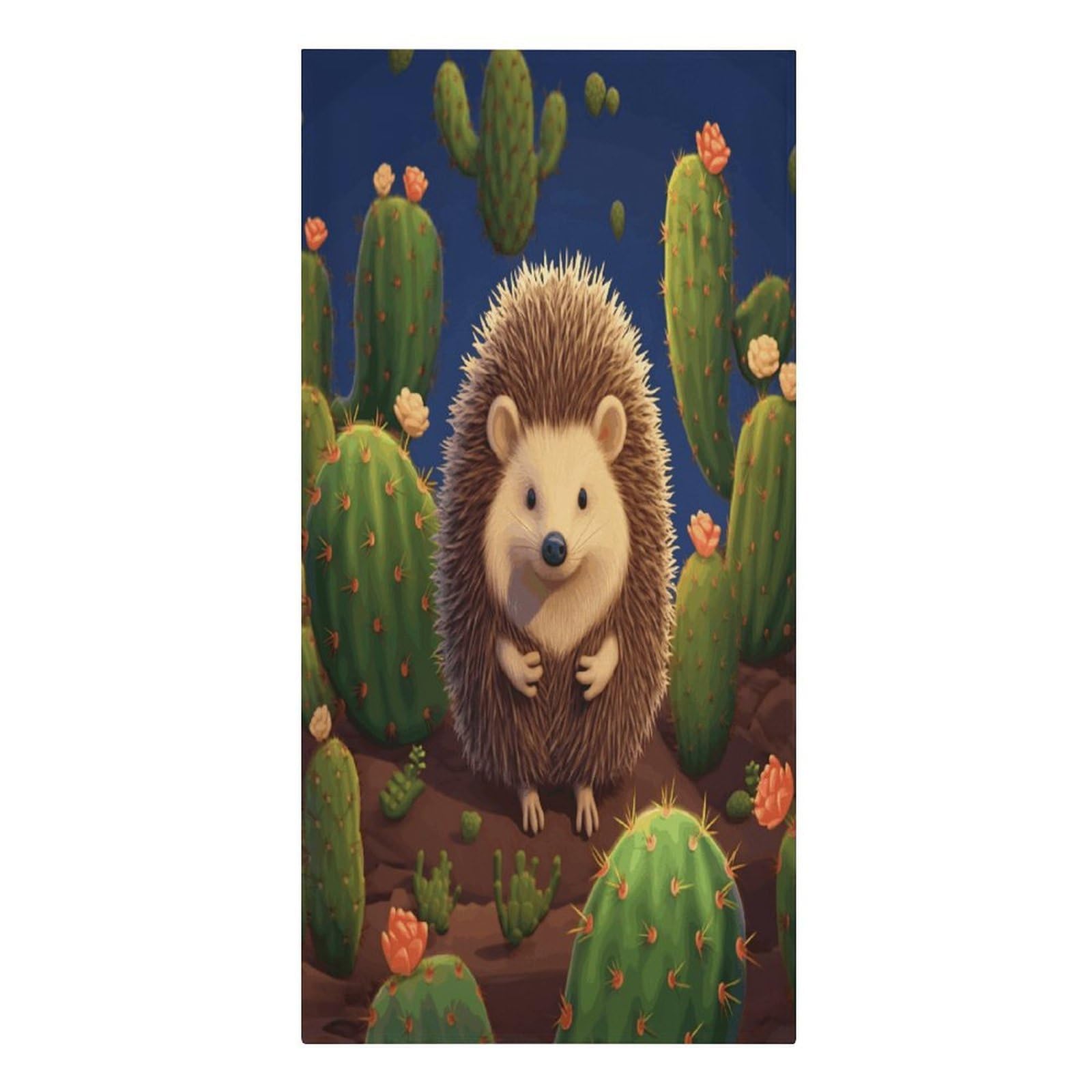 VstaDank Hedgehog Cactus Beach Towels 30"x61" Microfiber Super Absorbent Large Bath Towels Cozy Soft Swim Travel Towel Quick Dry Thin Pool Towel Beach Accessories for Outdoor Adult