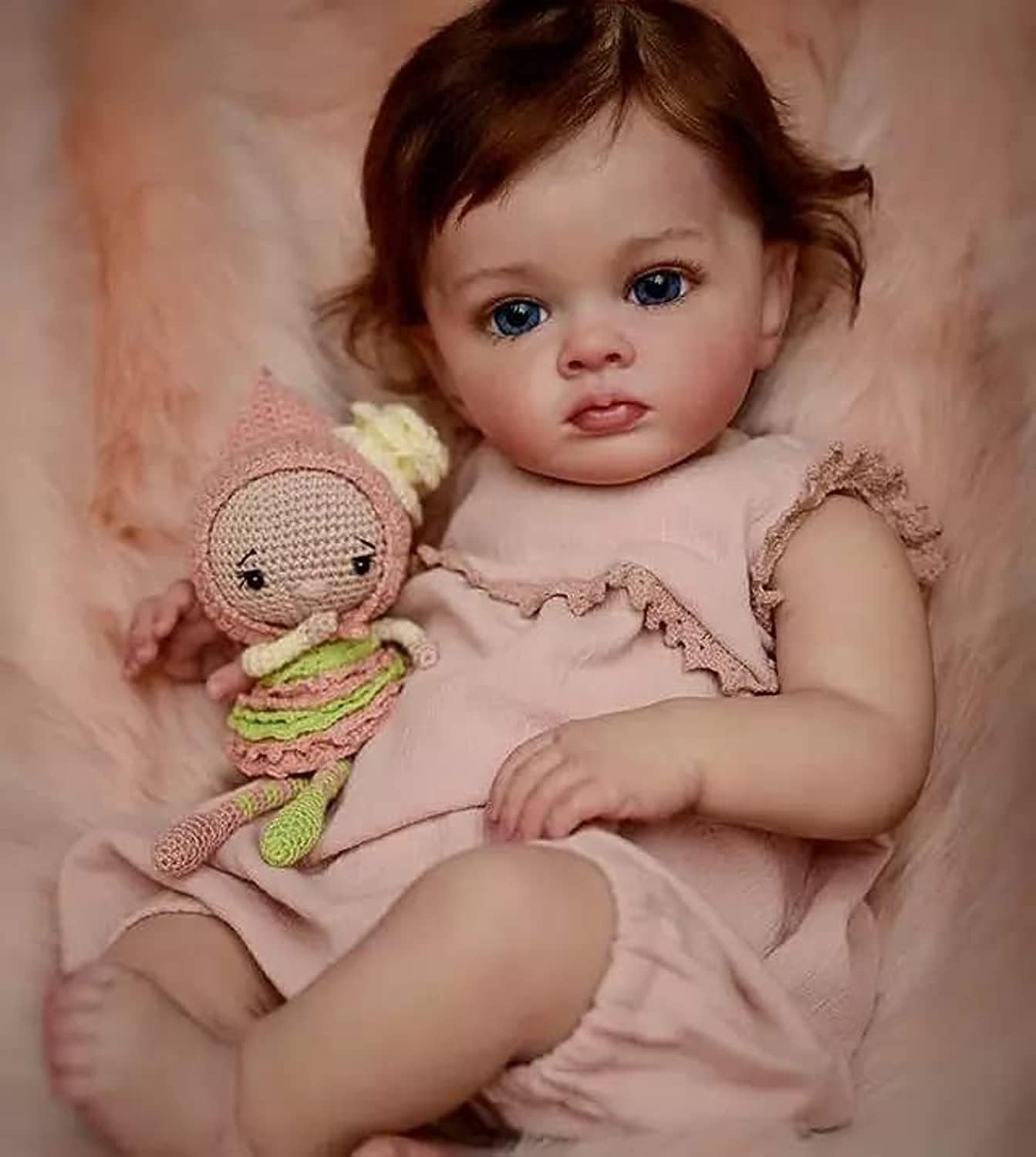 Nano Classic 22 inch 55 Cm Reborn Baby Doll Silicone Newborn real like Baby Doll Girl Toy Gift Dolls Cute (Pink cute)