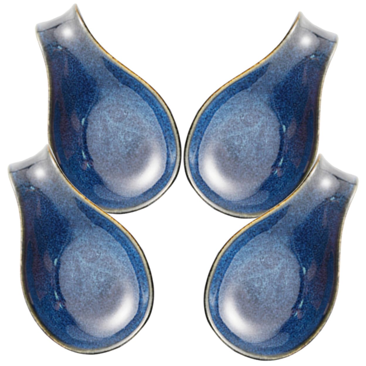 Gatuida Repose-cuillères Support Compact Cuisine en Céramique Bleue Lot de 4 Anti-roulement et Protection la Saleté Table Cuisson
