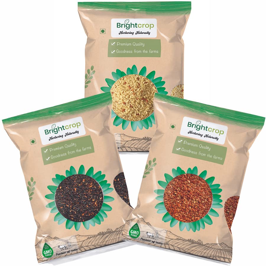 Brightcrop Organic Black rice, Red rice & Brown rice combo (Pack of 3 x 1KG) (B09TRYVMRR) Amazon Price History, Amazon Price Tracker