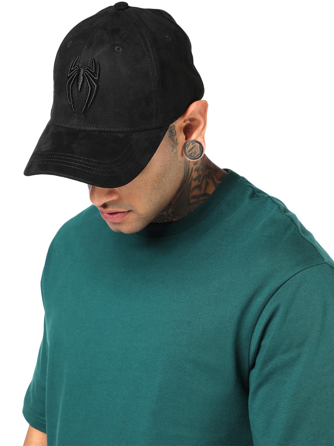 bewakoof Marvel Unisex Black Spidey Stealth Embroidered Premium Super Suede Baseball Cap-picture-15