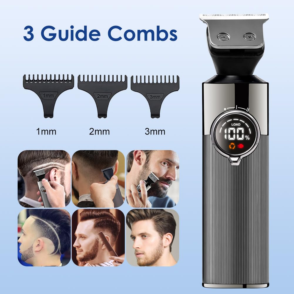Solimpia Rasoio Elettrico Set 3 in 1 Multigroomer Barba Cutter T-Blade Trimmer Taglierina Capelli Uomini Taglierina Naso Trimmer Precisione Trimmer Groomer IPX7 Impermeabile Ricaricabile