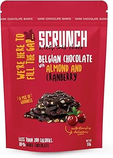 لحاء الشوكولاتة الداكنة البلجيكية باللوز والتوت البري من سكرانش، 35 جرام