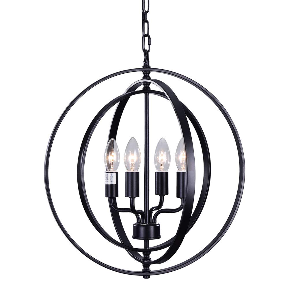 Buy T&A Black Sphere Farmhouse Chandelier,Pivoting Interlocking Rings