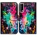 Bcov TCL Stylus 5G Case, Colorful Universe Sky Leather Flip Phone Case Wallet Cover with Card Slot Holder Kickstand for TCL Stylus 5G