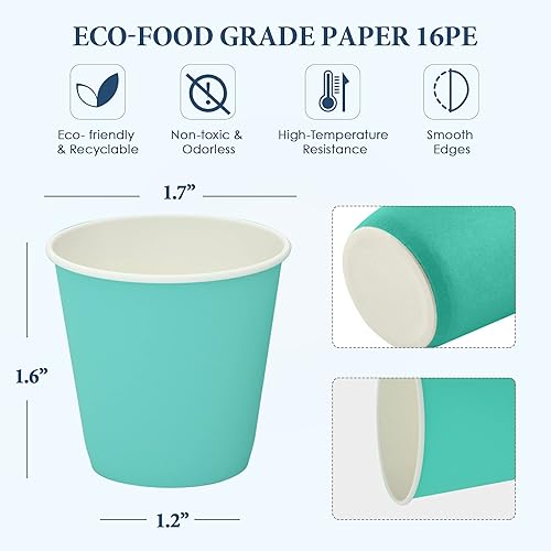 Miniatura 5 de Turbo Bee Paquete de 600 vasos de papel rosa de 3 onzas, vasos desechables para baño, tazas pequeñas para enjuague bucal, tazas de espresso, vasos