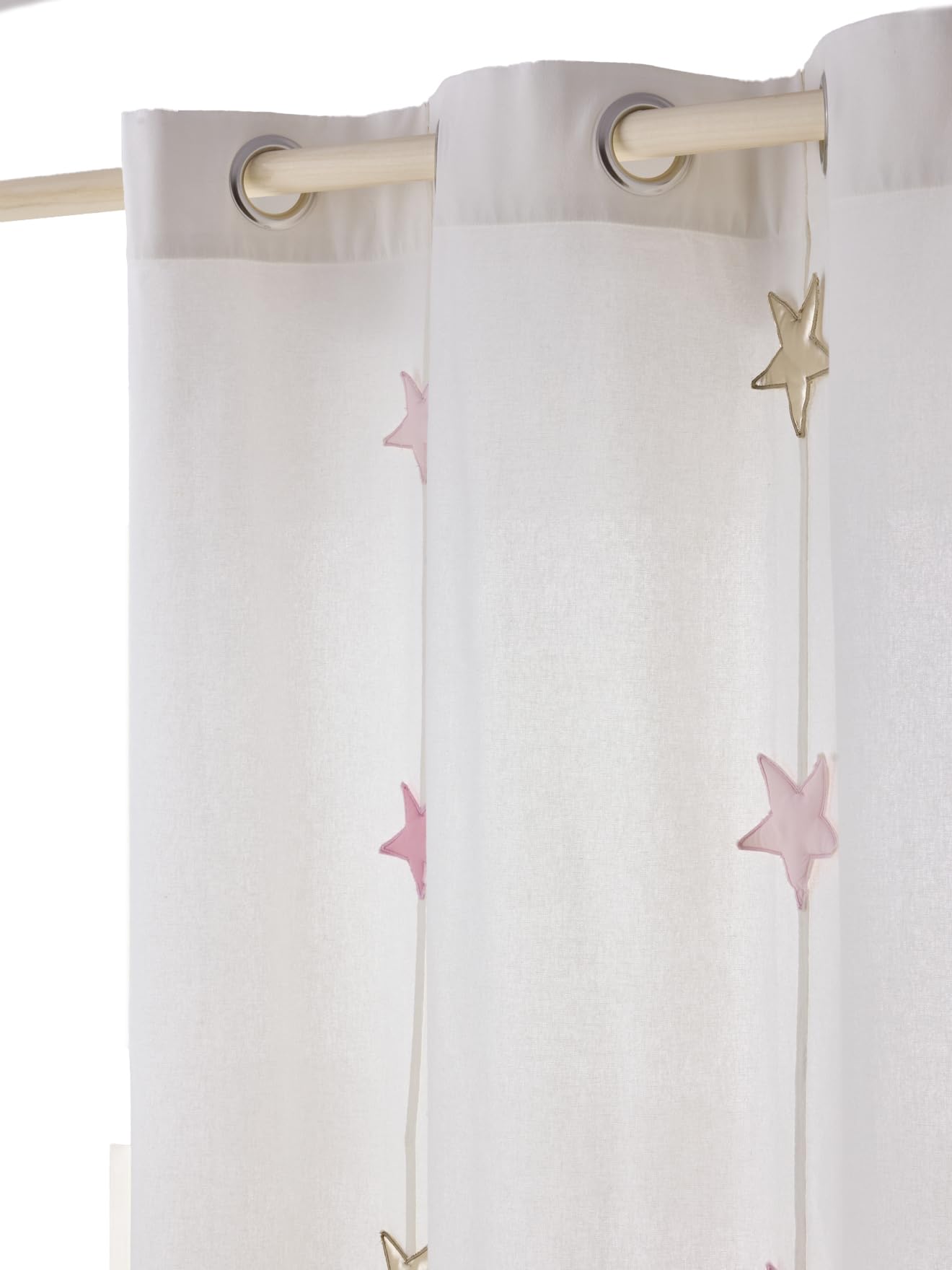 VERTBAUDET Rideau Guirlande À Oeillets Tamisant Étoiles Coton Rose 135X240