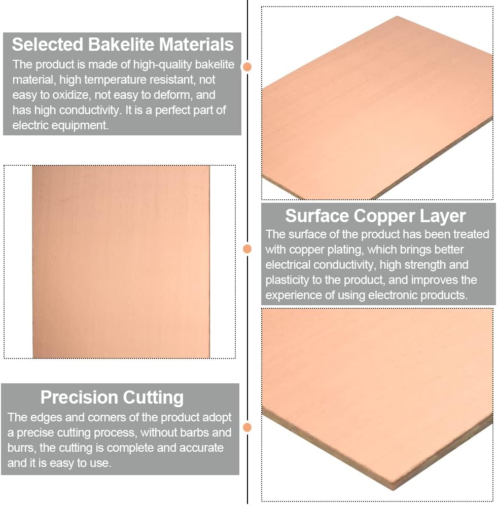 GIRAFEDA 15 Pcs Copper Clad Laminate Single Sided Copper Sheet PCB