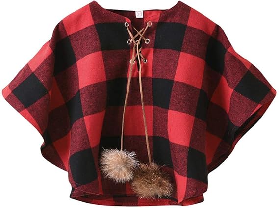 Amazon Co Jp キッズ 子供服 トップス 女の子 冬 防寒 ベビー服 カットソー ポンチョ風 キッズ マント 春秋 可愛い 赤ちゃん服 プルオーバー 韓国 おしゃれ パーカー 薄手 カジュアル チェック柄 普段着 プレゼント 通園 通学 パーティー レッド 130 産業 研究開発用品