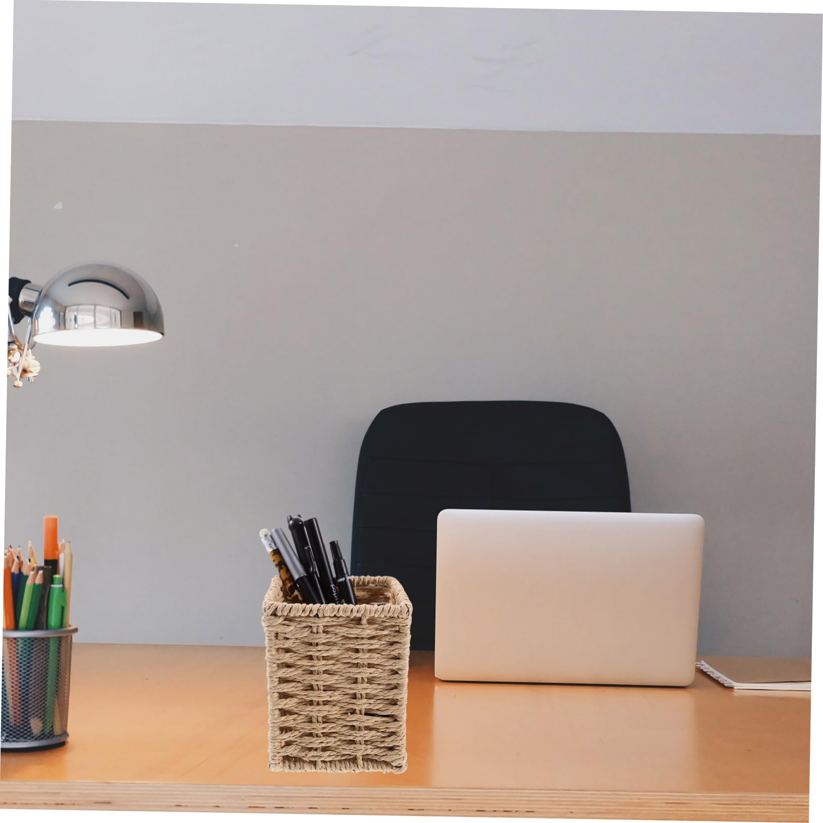 DOITOOL 4 Stück Handgemachter Stiftehalter aus Papierseil Rechteckiger Organizer für Schreibtisch Vielseitig Einsetzbar Stiftehalter Pinselhalter oder Blumenvase für Zuhause