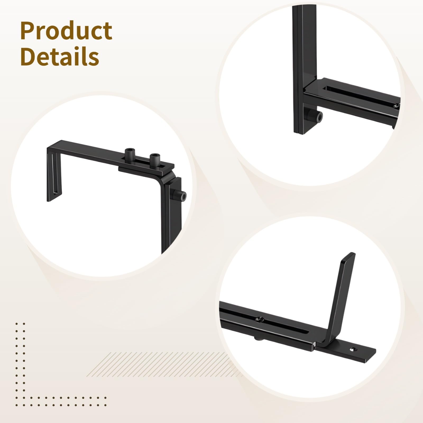 Verstellbare Blumenkastenhalter für Deckgeländer, robuste Eisenhalterungen mit rostfreier Beschichtung, passend für Geländer mit einer Breite von 5,1–17,8 cm, für Blumentöpfe von 15–32 cm, 4 Stück