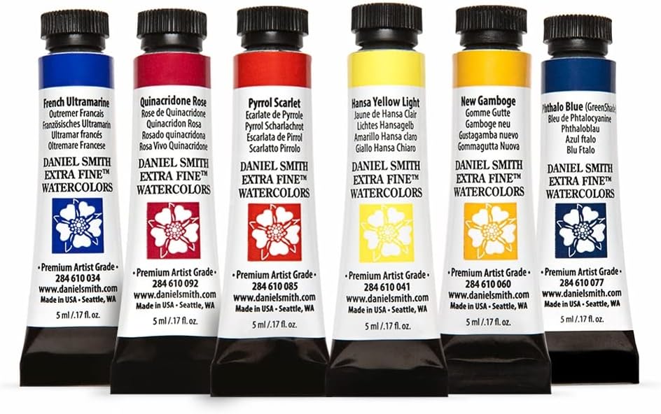 285610005 Extra Fine Essentials Introductory Watercolor, 6 Tubes, 5ml, Blue/Transparent/Yellow, 0.17 Fl Oz (Pack of 6)
