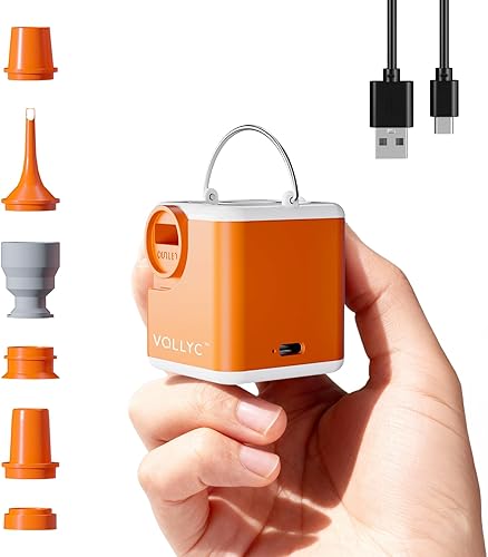 Bomba de aire portátil para inflables, mini bomba de colchón de aire ultra potente de 2400 mAh con luz, bomba de aire eléctrica de 4.5 kPa, equipo