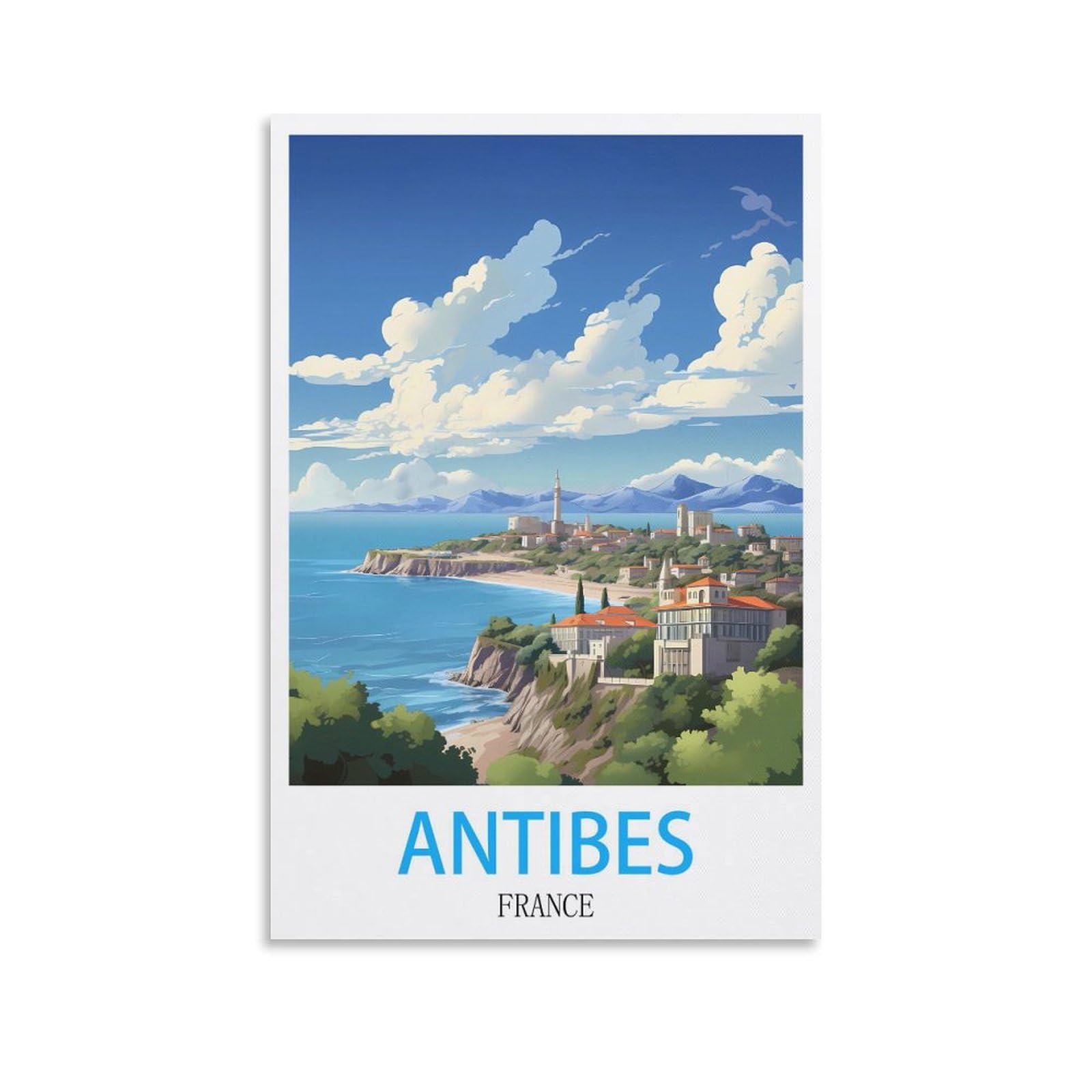 Vintage Metal Tin Signs,Antibes France,Vintage Metal Tin Sign Inspirational Retro Art Poster for Home Office, Cafe Bar Wall Decor 30x40cm