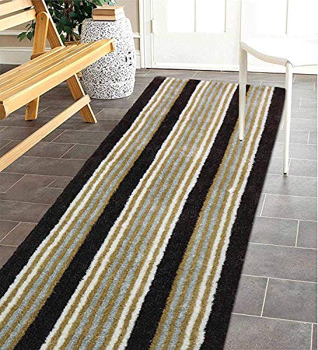 Image of THE HOME TALK Modern Polyester Area Rugs | Carpets for Living Room, Kitchen, Kid's Room, Bedroom | Microfiber Polyester Rugs | Shaggy Floor Carpet | Anti Skid Store (Brown, 50 x 150 cm)