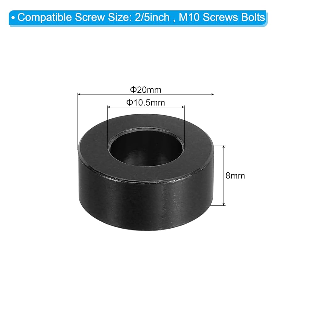 Sourcing Map 12pcs Aluminum Spacer 8.5mm Bore X 20mm OD X 10mm Length