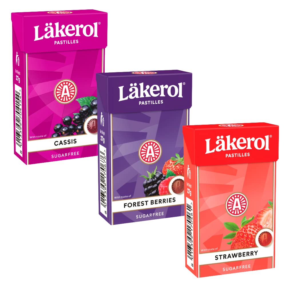 sugar free mint gummy pastilles|Oral throat soothing mouth freshener| Swedish fruity soft lozenges | No artificial flavour & colour|100% Veg|Cassis, Forestberry,Strawberry-27g*3