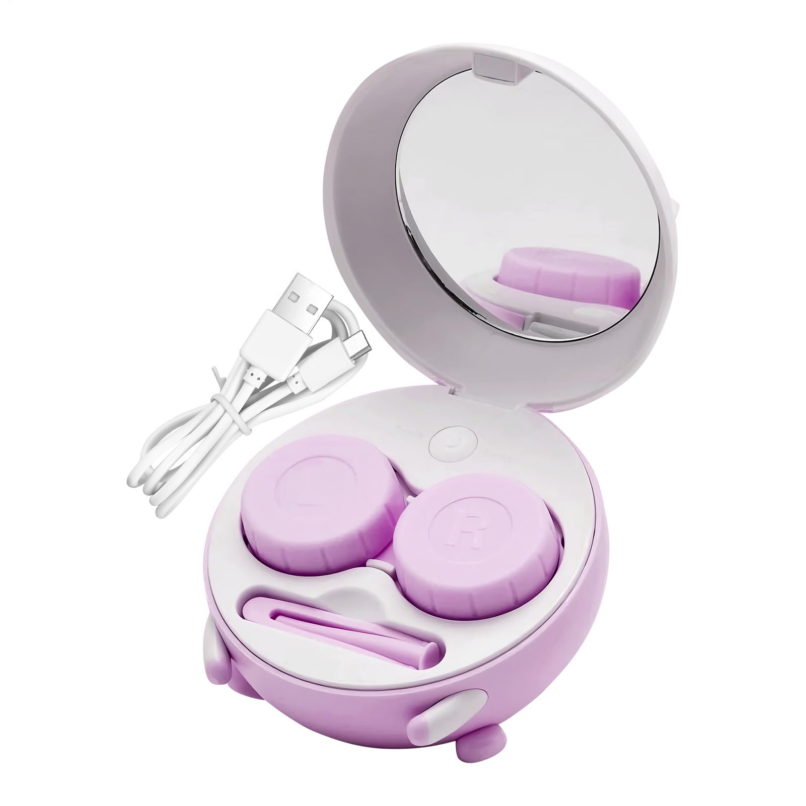 – Contact Lens Case Travel - with Tweezer Cute Portable,Contact Lens Case with Cleaner Washer - for Colored Scleral Soft RGP Daily Outdoor Home School Men Women Students