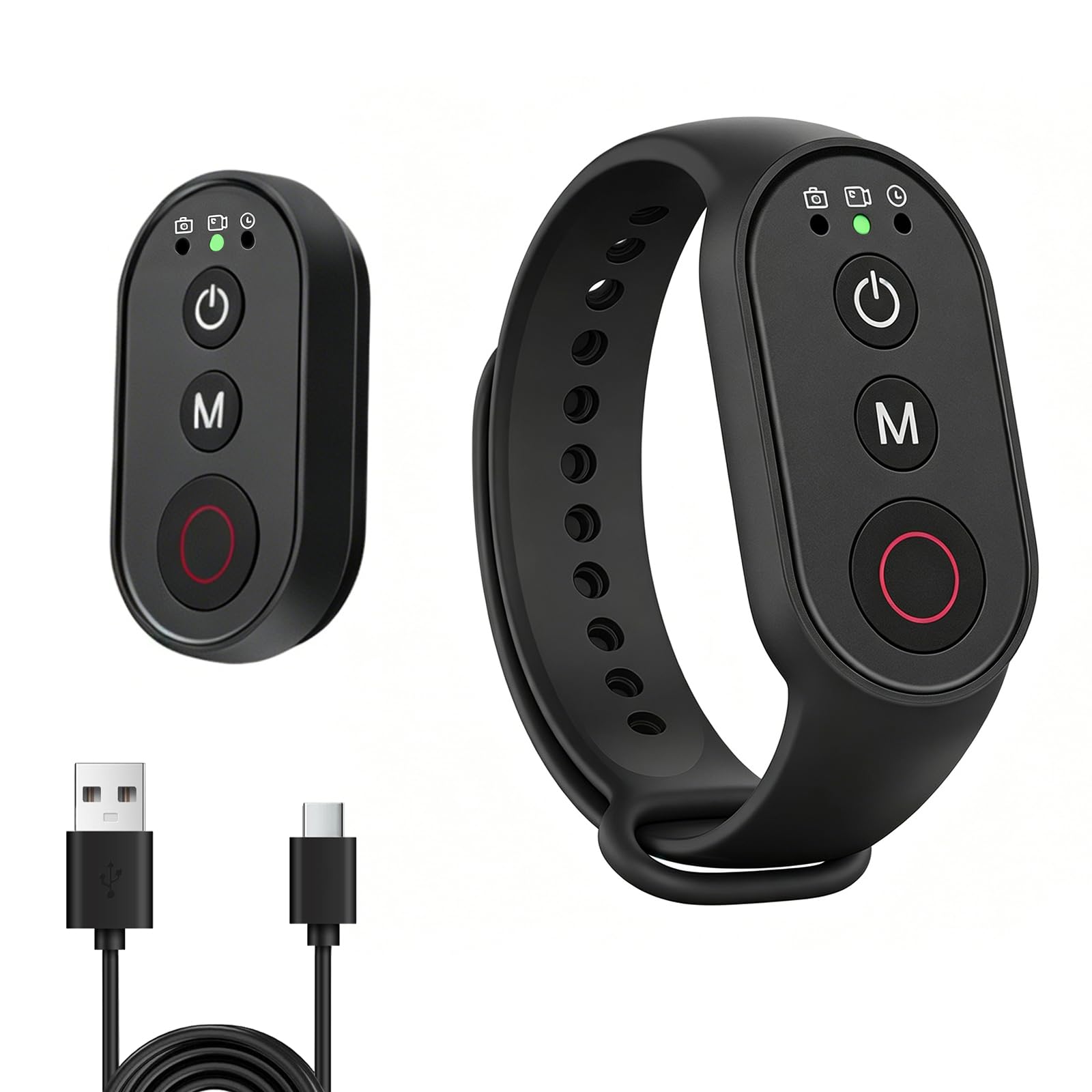 Bluetooth Fernbedienung kompatibel mit DJI Action, Insta360, GoPro 11/12/13 Actionkameras und Phone Universal, Wiederaufladbare Kabellose Fernbedienung, 50m Reichweite, 40H Akkuleistung