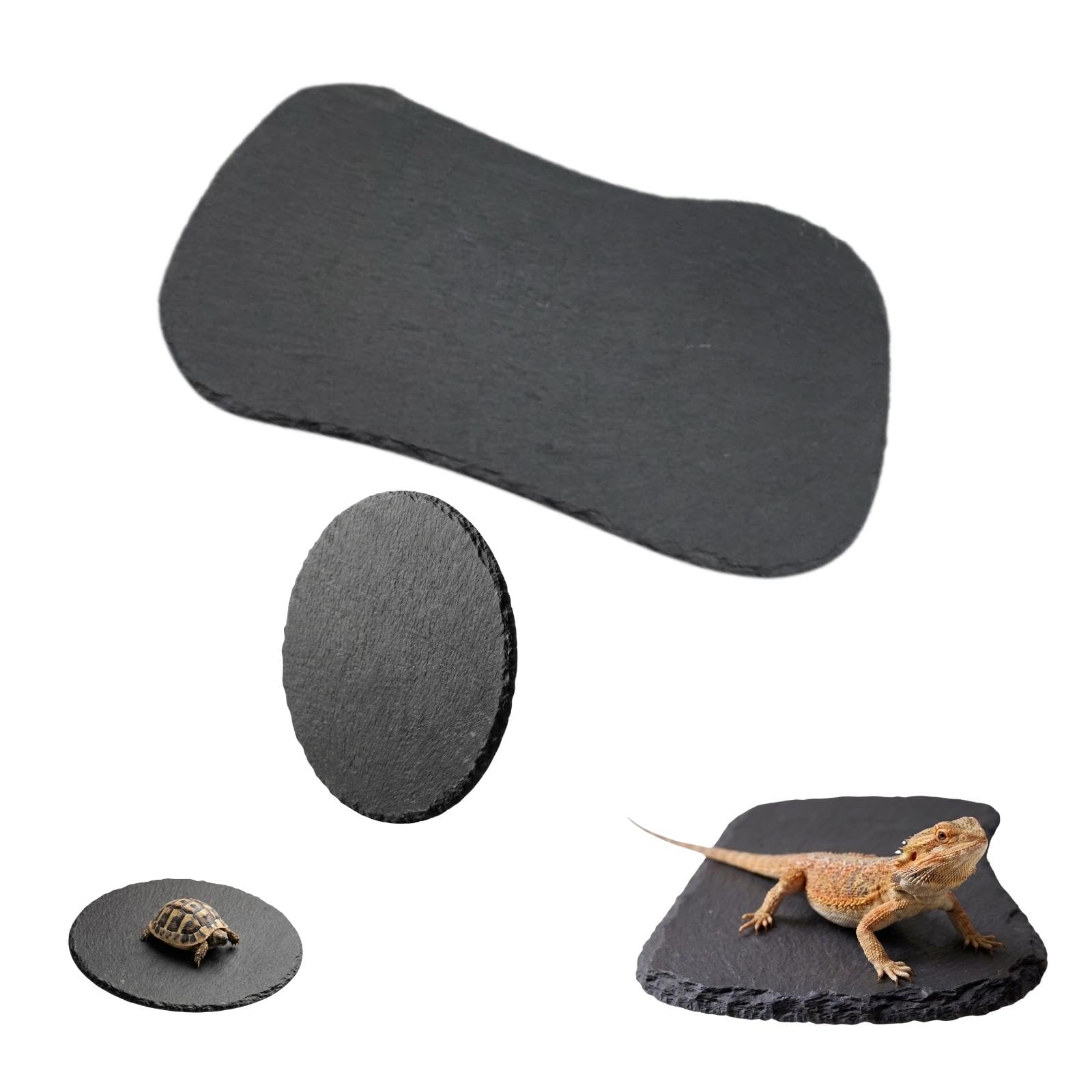 FLZOOY Reptile Slate Platform, 2 Pack Turtle Rock Basking Plate