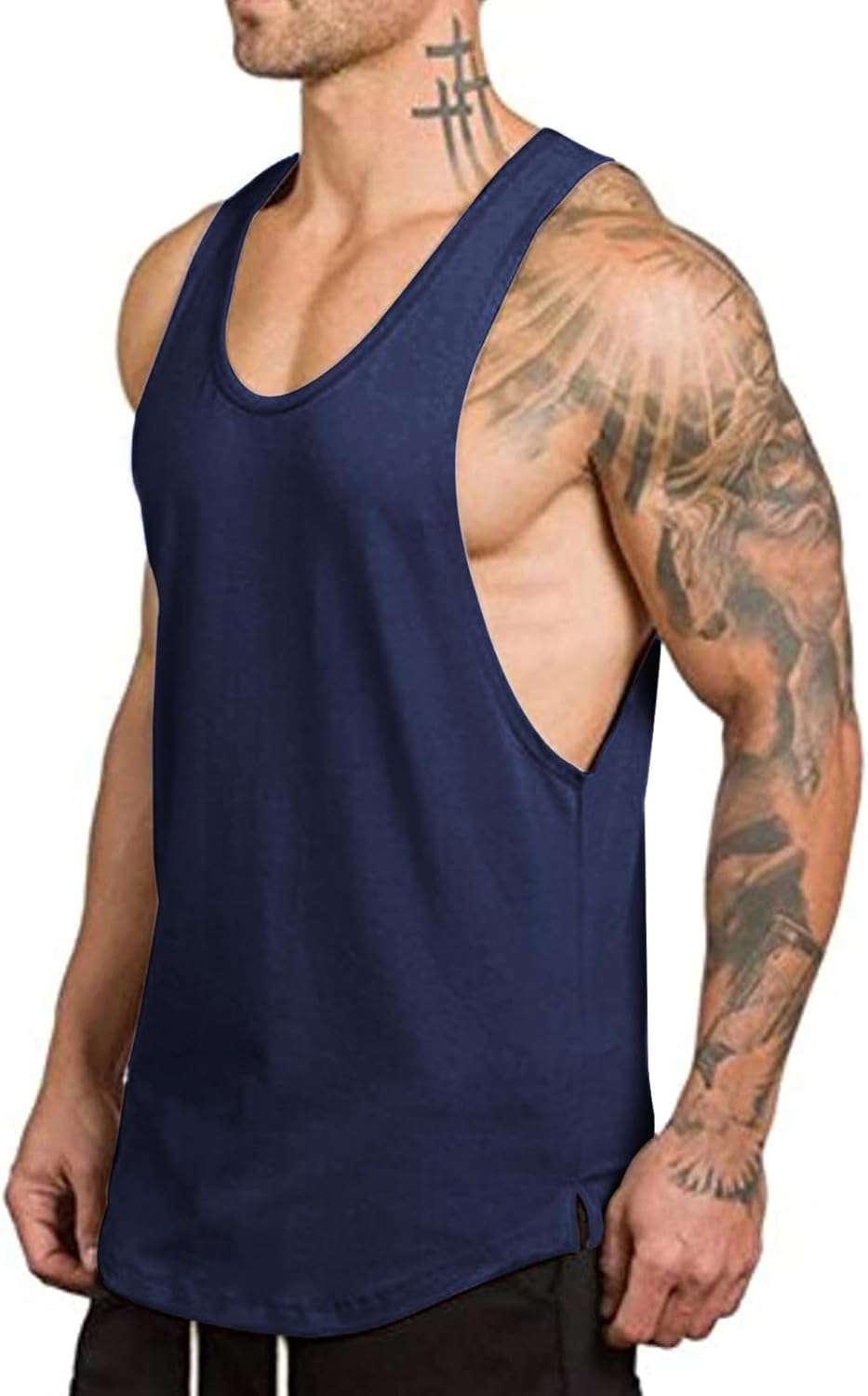 ZUEVI Men's Muscle Tank Tops Sleeveless Cut Off Shirts Bodybuilding Gym Workout Stringer T-Shirts - Image 5