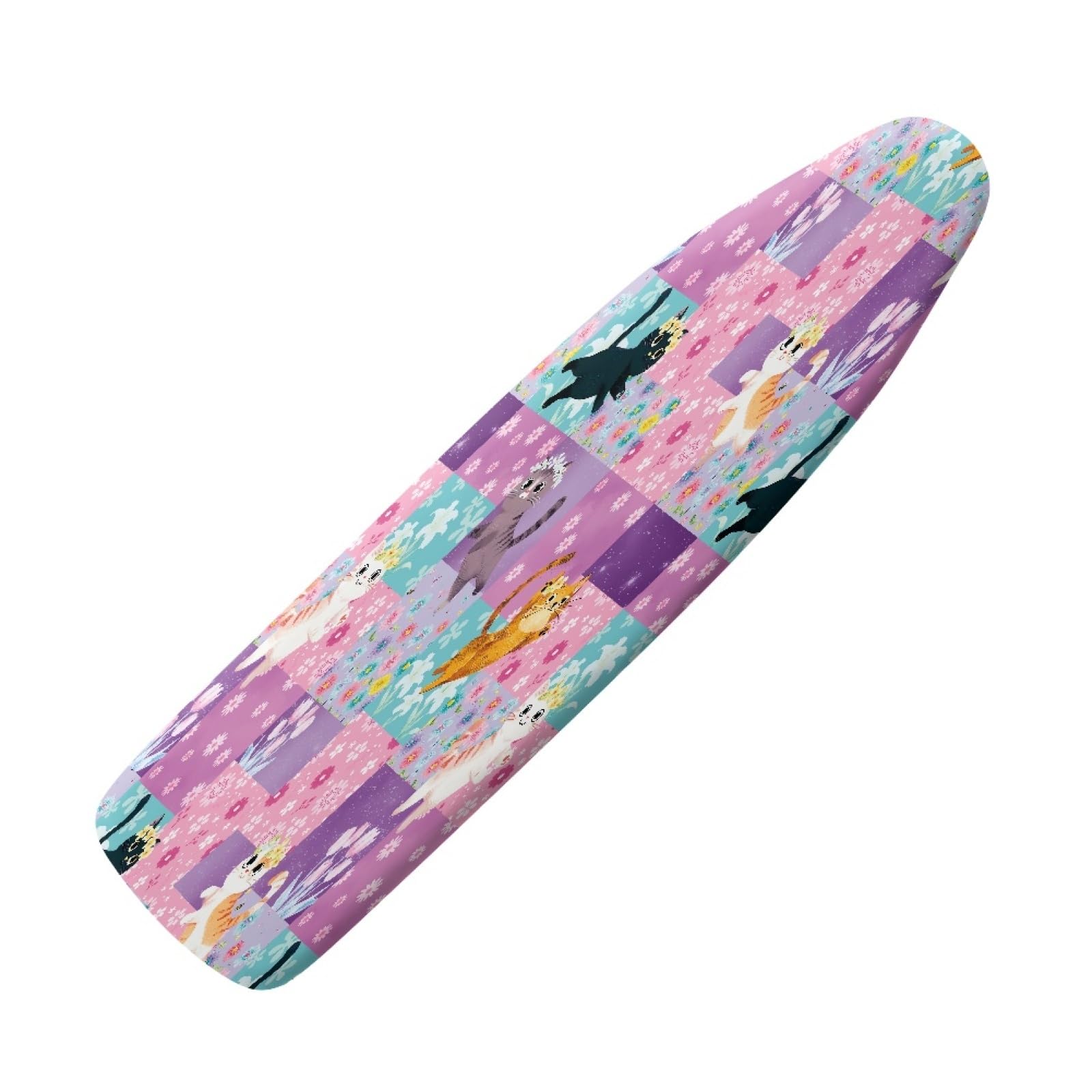 Ironing Board Covers 135 x 45 Colorful Cats Bungee Elasticated with Padding, Resists Scorching and Easy Fit Mini & Portable Ironing Boards Cover