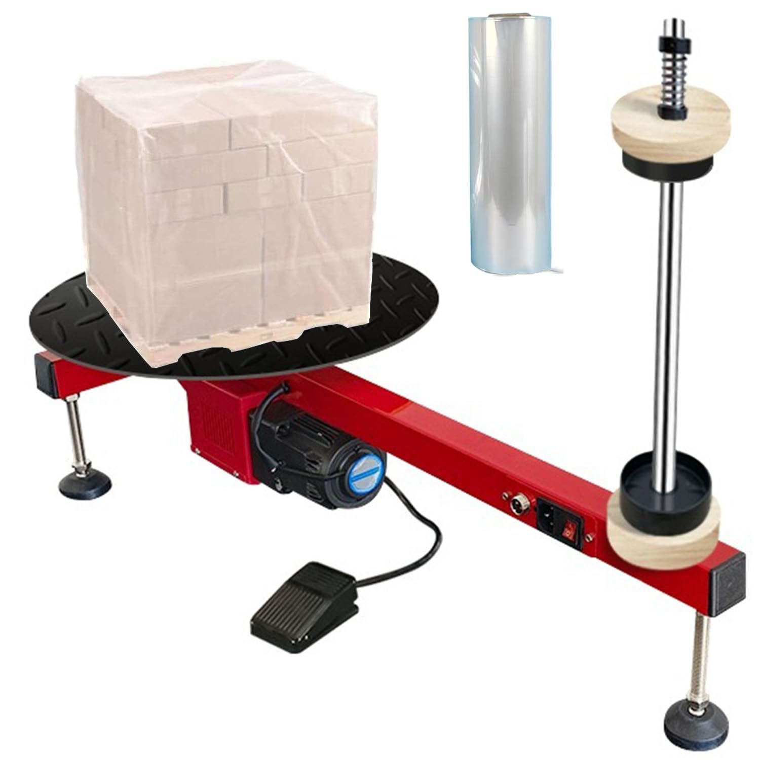 Stretch-Folienmaschine, 40 cm Drehteller, 30 U/min, Kartonverpackungsspender für effiziente Verpackungs-, Versand- und Lagerlösungen