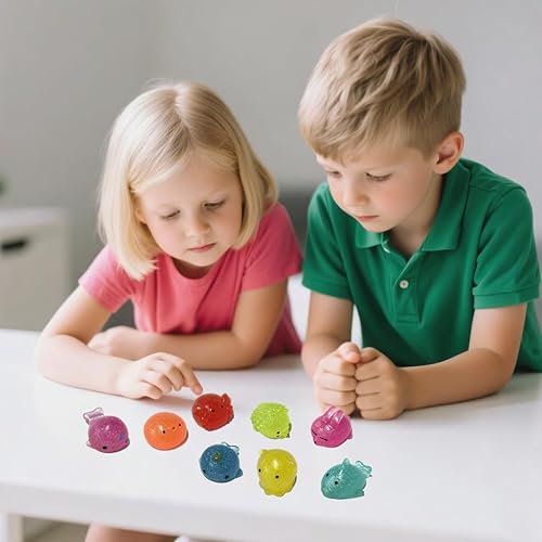 Miniatura 8 de Paquete de 8 juguetes esponjosos Mochi con purpurina gigante, animales esponjosos, juguetes para aliviar el estrés, recuerdos de fiesta para niños