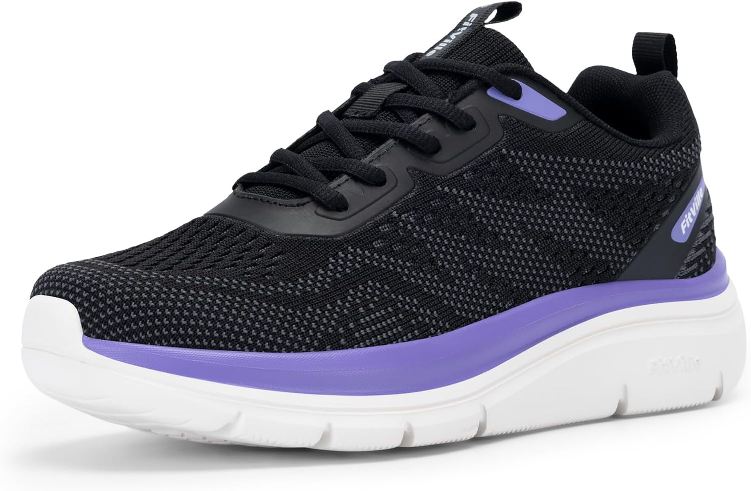 FitVille Women's Wide Walking Shoes Lightweight Sneakers for Women Wide Width for Flat Foot Plantar Fasciitis Heel Pain Relief - Cloud Walker V8