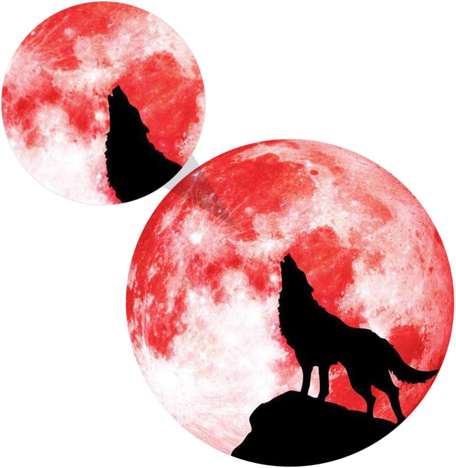 BESPORTBLE Halloween Glow in The Dark Moon Wall Sticker Luminous Wolf Wall Art Stickers Removable Adhesive Glowing Wall Decal for Kids Boy Girl Bedroom 30x30cm (Red) - Image 4
