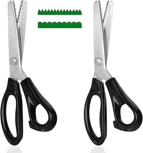 DaKuan 2 Tijeras para tela, 2 modelos DaKuan 2 Tijeras de tela, tijeras en zig zag, para manualidades, corte de papel, tela, materiales de cuero