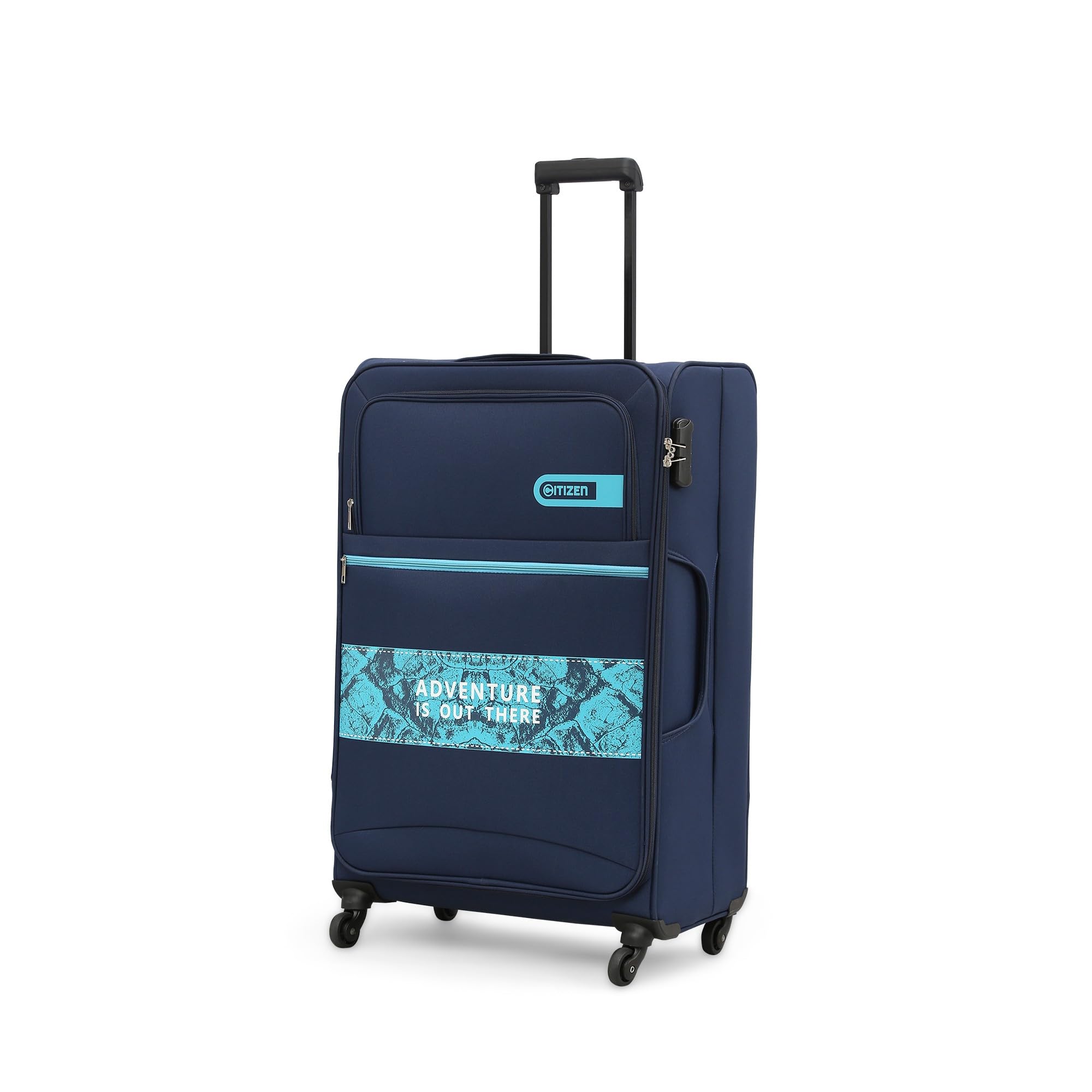Citizen Adventure Vista Trolley Bag 77 cms Large Check-in Bag with Wet Pouch, Expandable Luggage with 4 Spinner Wheel, Built in Combination Lock, Soft Sided Polyester Suitcase for Travel (Blue)