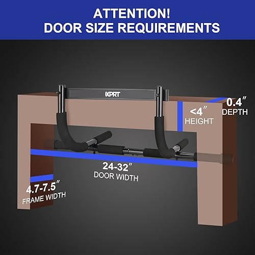 Miniatura 4 de XPRT Fitness Doorway - Barra de dominadas  Barra de dominadas de agarre múltiple resistente de 300 libras para gimnasio en casa, equipo de
