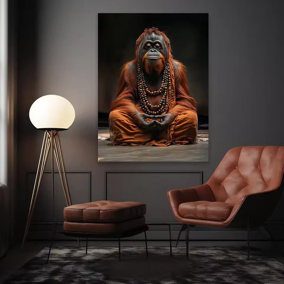 Affiche vintage chimpanzé gentleman 60x90cm portrait animalier style Renaissance KEMEIQI