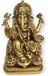 Ganesha Prosperidade Dourado em Resina 15 cm