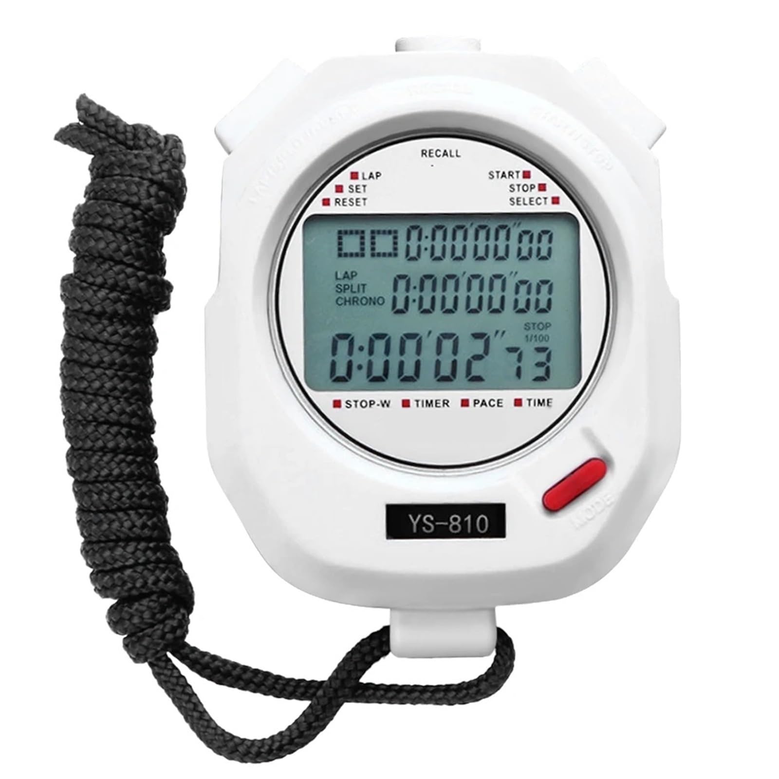 Kitchen Cooking Timer Portable Handheld Waterproof Digital LCD Stopwatch Chronograph Stopwatch with Strap(Black)