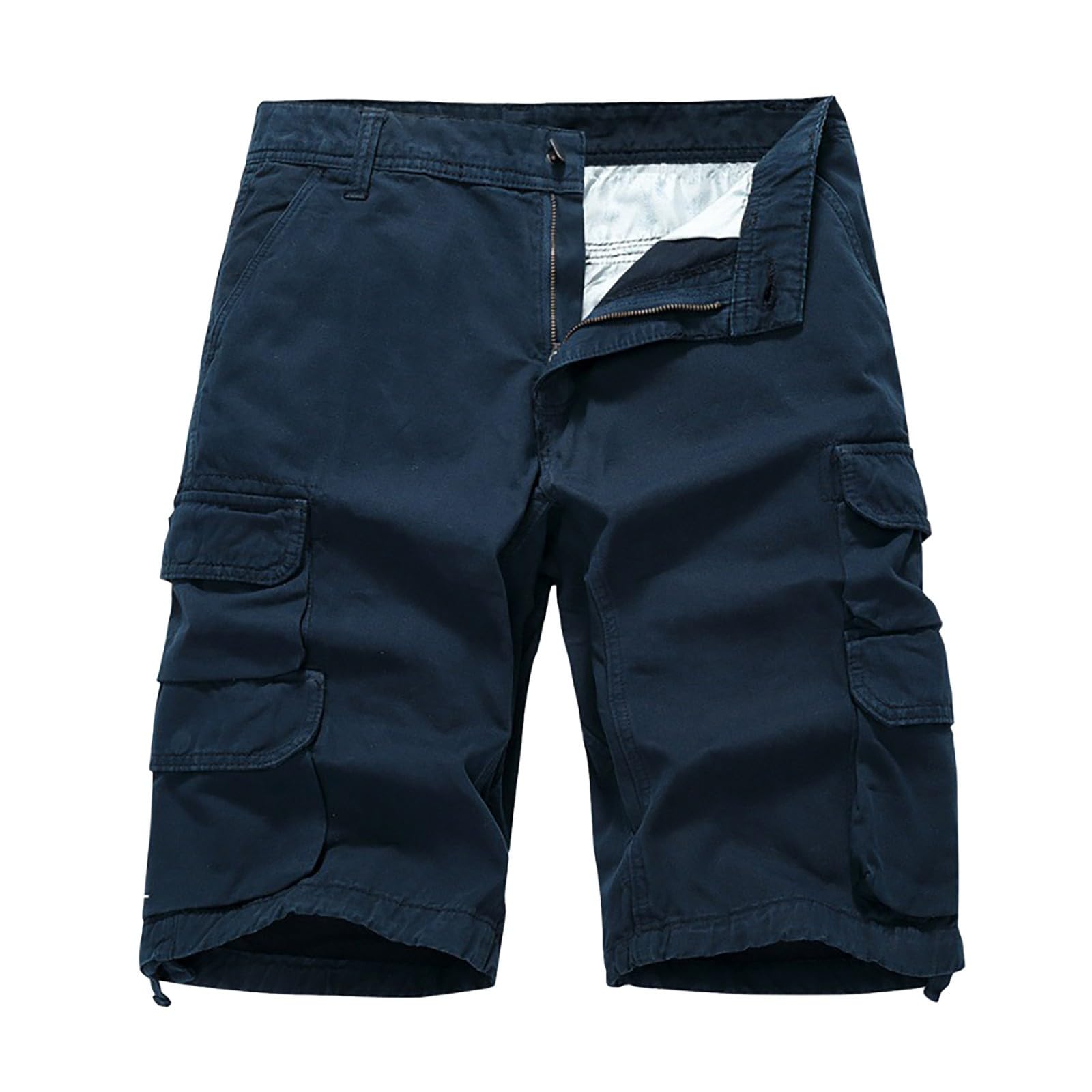 Pantaloncini Cargo Uomo Estivi In Cotone, Gamba Dritta, Multitasche, Elastici, Mimetici E Versatili Per Lavoro E Tempo Libero
