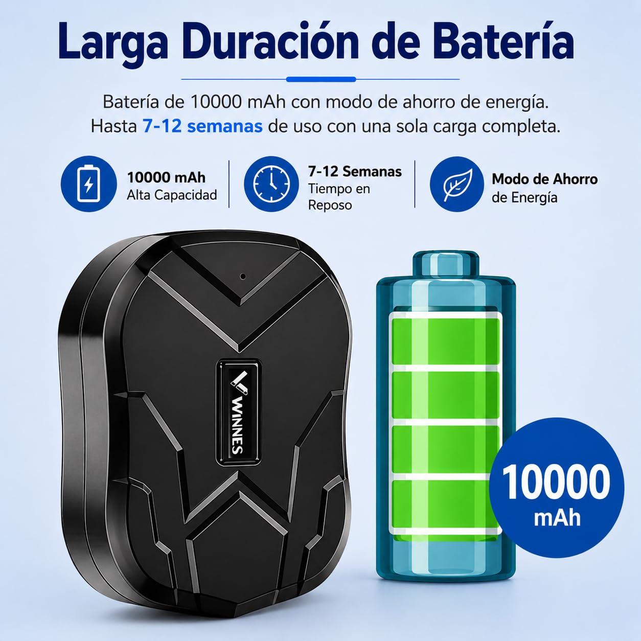 Winnes Localizador GPS para Coche 4G 10000mAh para Coches Motos Camiones TK905B Rastreador GPS Suscripción Magnética Aplicación Gratuita Impermeable y Antirrobo, 150 Días en Espera