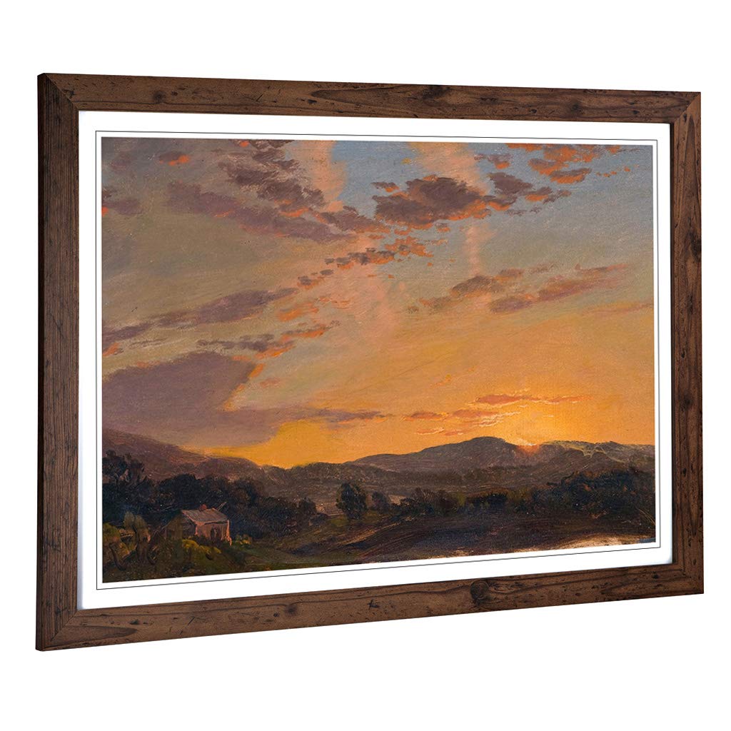 Big Box Art Framed Print of Frederic Edwin Church Maine Sunset Design | Wall Art Picture | Home Decor for Kitchen, Living Room, Bedroom, Hallway, Walnut, A2 / 24.5x18 Inch / 62x45cm