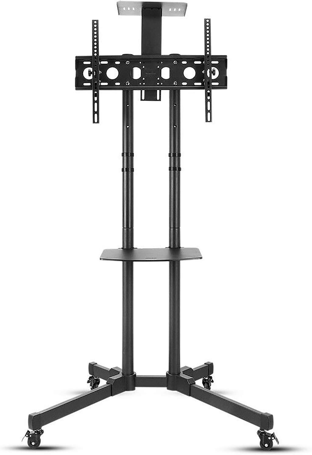 Techzere Adjustable Height Movable Portable Metal TV Trolley/Stand/Mount with Wheels for 32"-70" TVs, Black