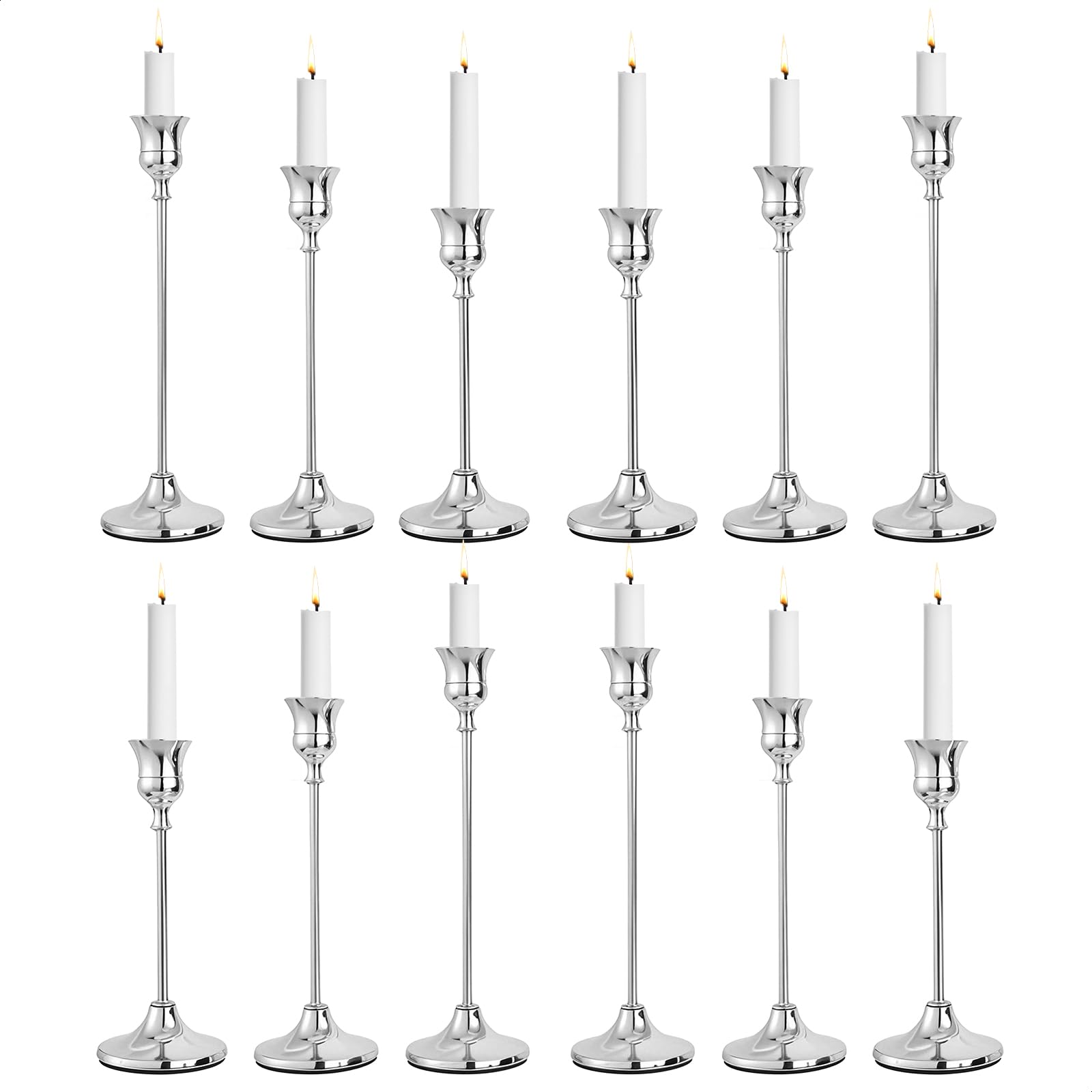 CHILL RECIPE Silver Taper Candle Stick Holders Tall Candle Holder, Vintage Candlesticks Holder Bulk for Home Decor Table Centerpiece Dining Party