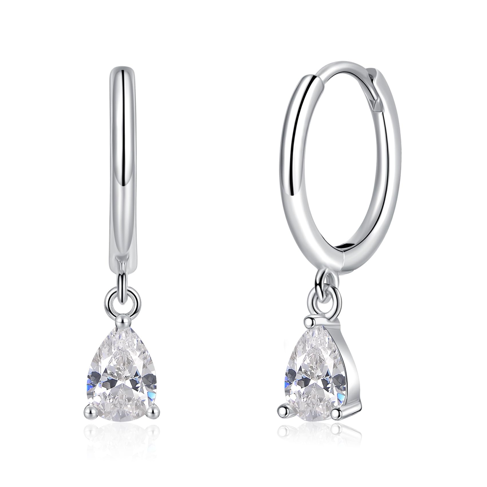 Loutade Ohrringe Silber 925 für Damen, 925 Sterling Silber Creolen mit Wassertropfen/Schwarz Herz/Sonnenblume Anhänger, Hypoallergen Ohrringe Silber Creolen Hängend mit Geschenkbox für Mädchen