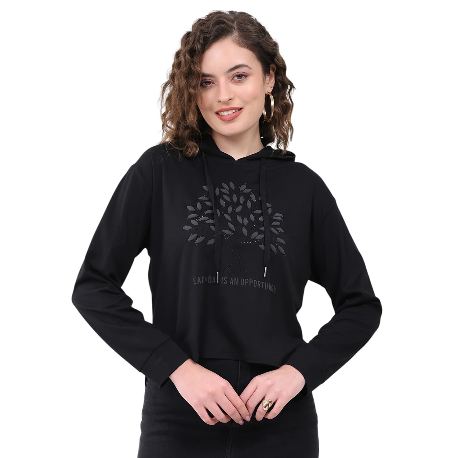 Women’s Regular Fit Printed Hooded Neck Full Sleeve Winter Top | Trendy Printed Design | Warm Comfortable Fabric | Stylish Winter Wear Top for Women (Pack of 1)