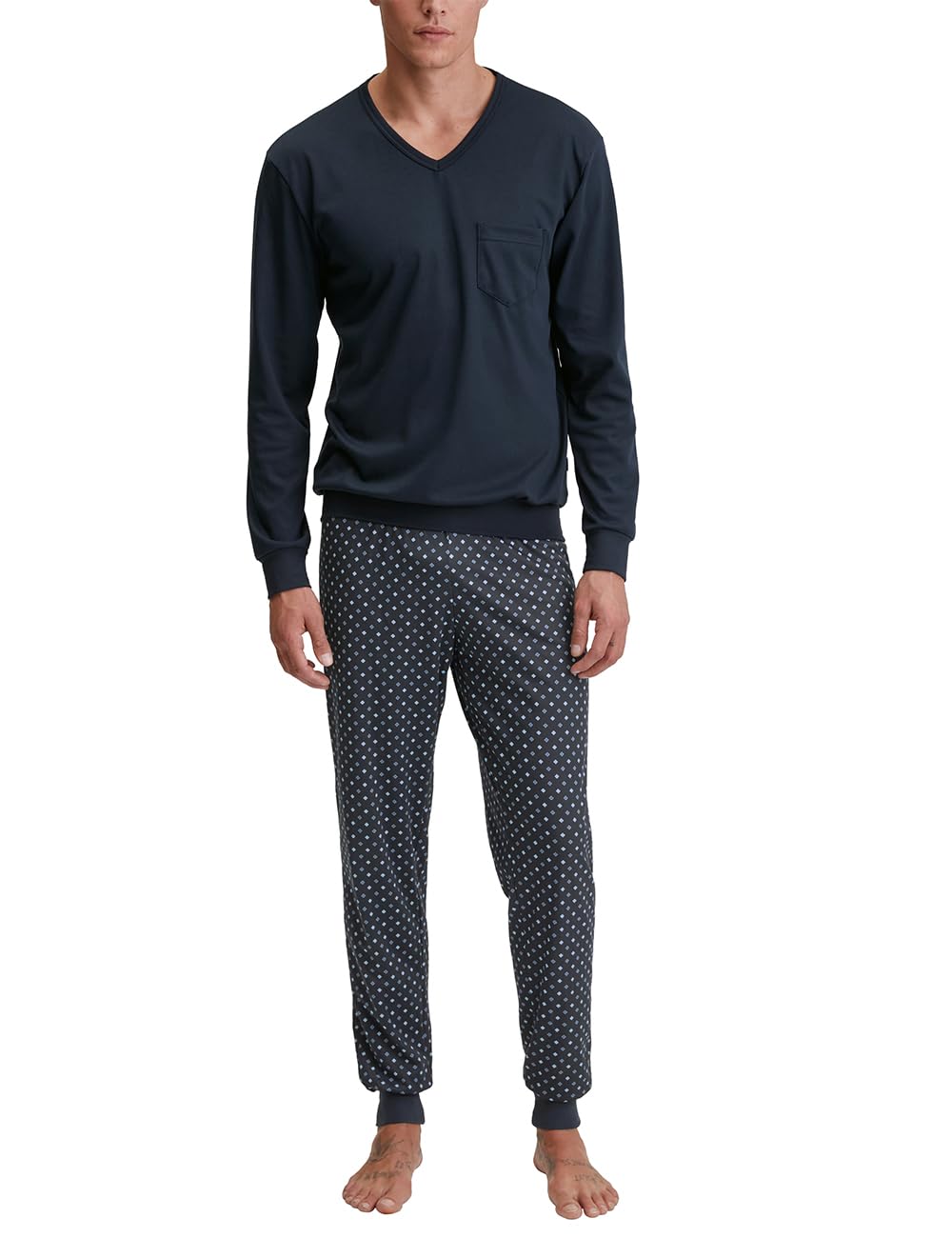CALIDA Mens Cuffed Pyjamas, Sapphire Blue, 40