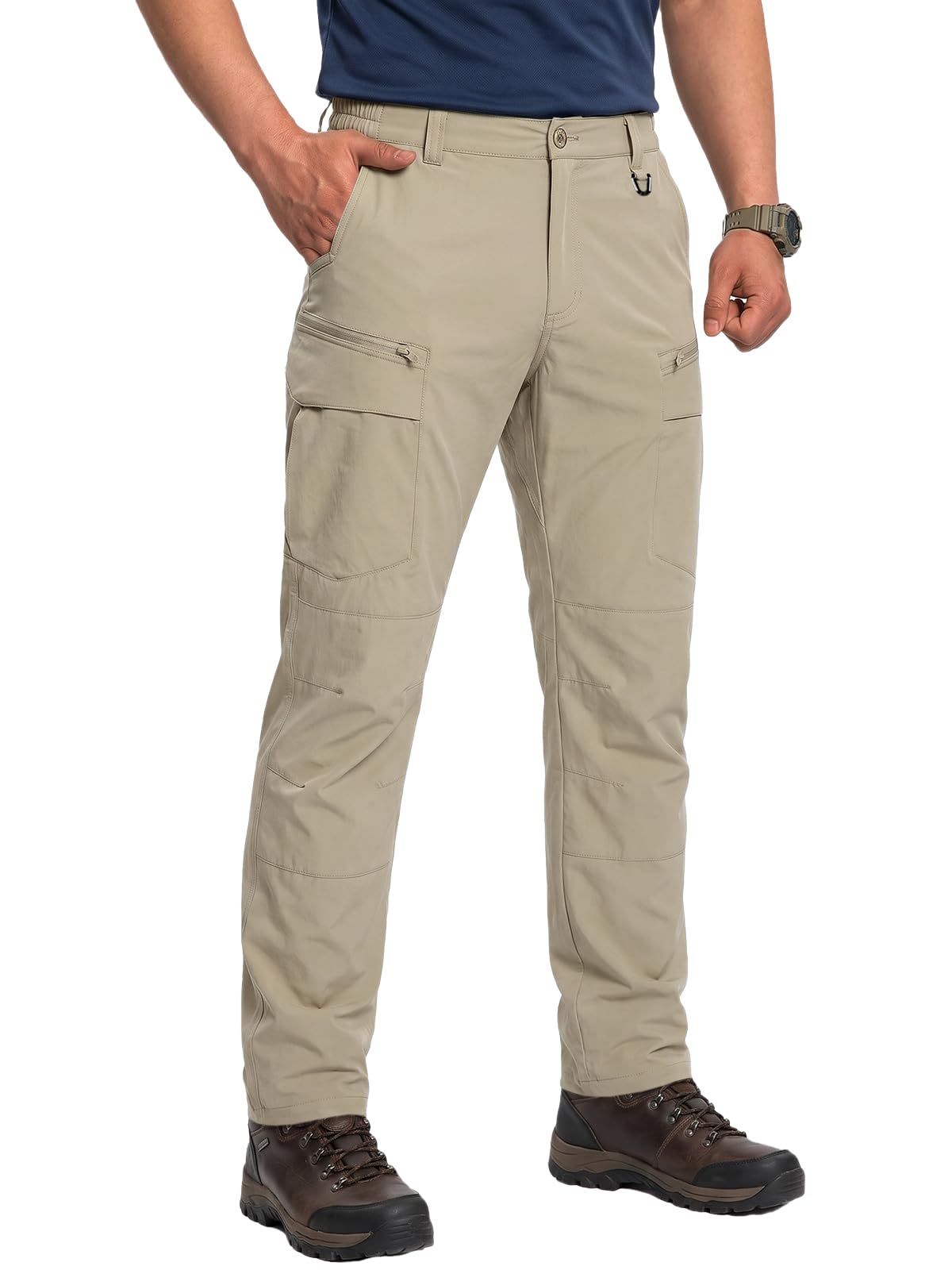 Runcati Pantalones de senderismo impermeables para hombre, transpirables, ligeros, con múltiples bolsillos, con cremallera, funcionales, secado rápido, pantalones cargo