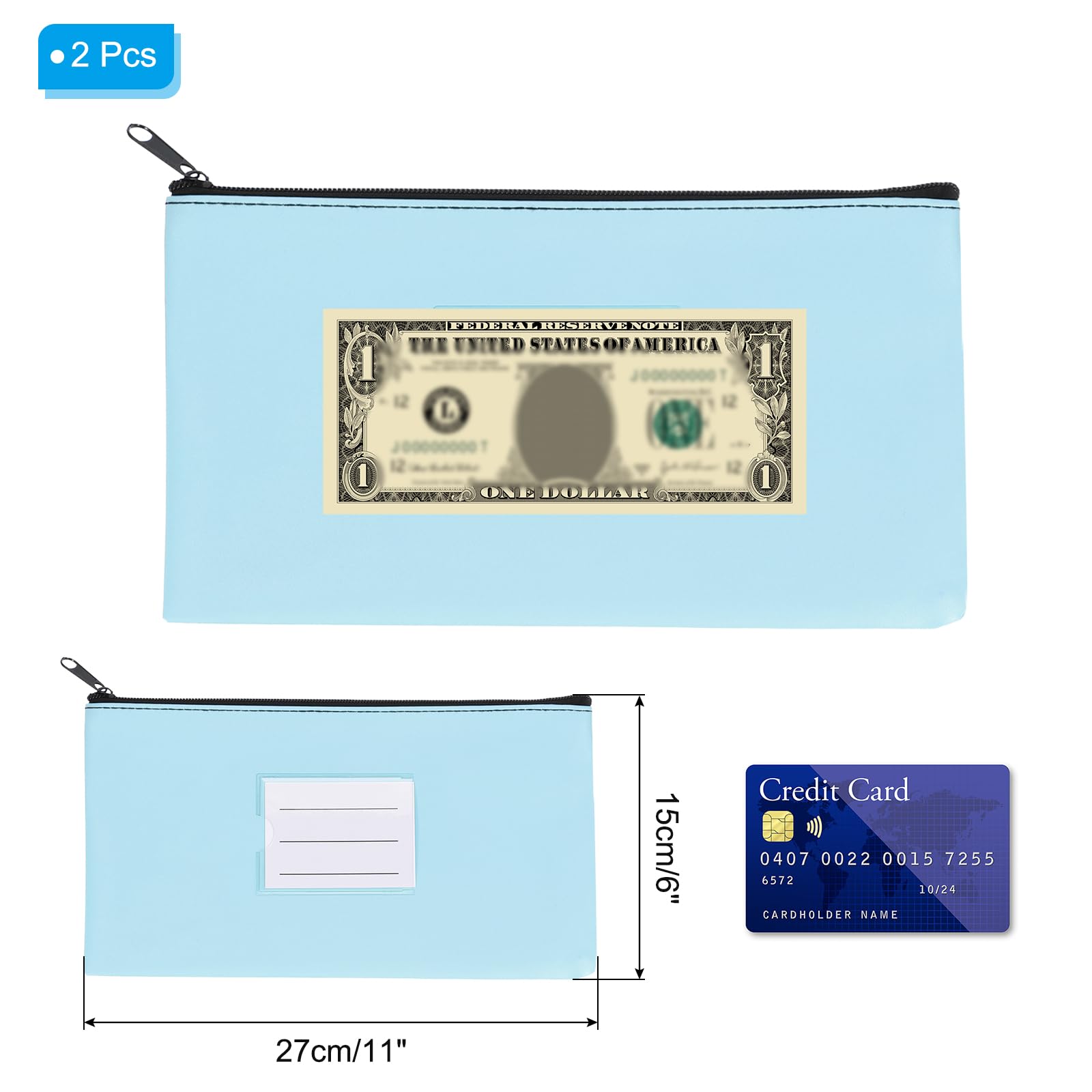 PATIKIL 11x6 Money Bank Deposit Bag with Zipper - Image 2