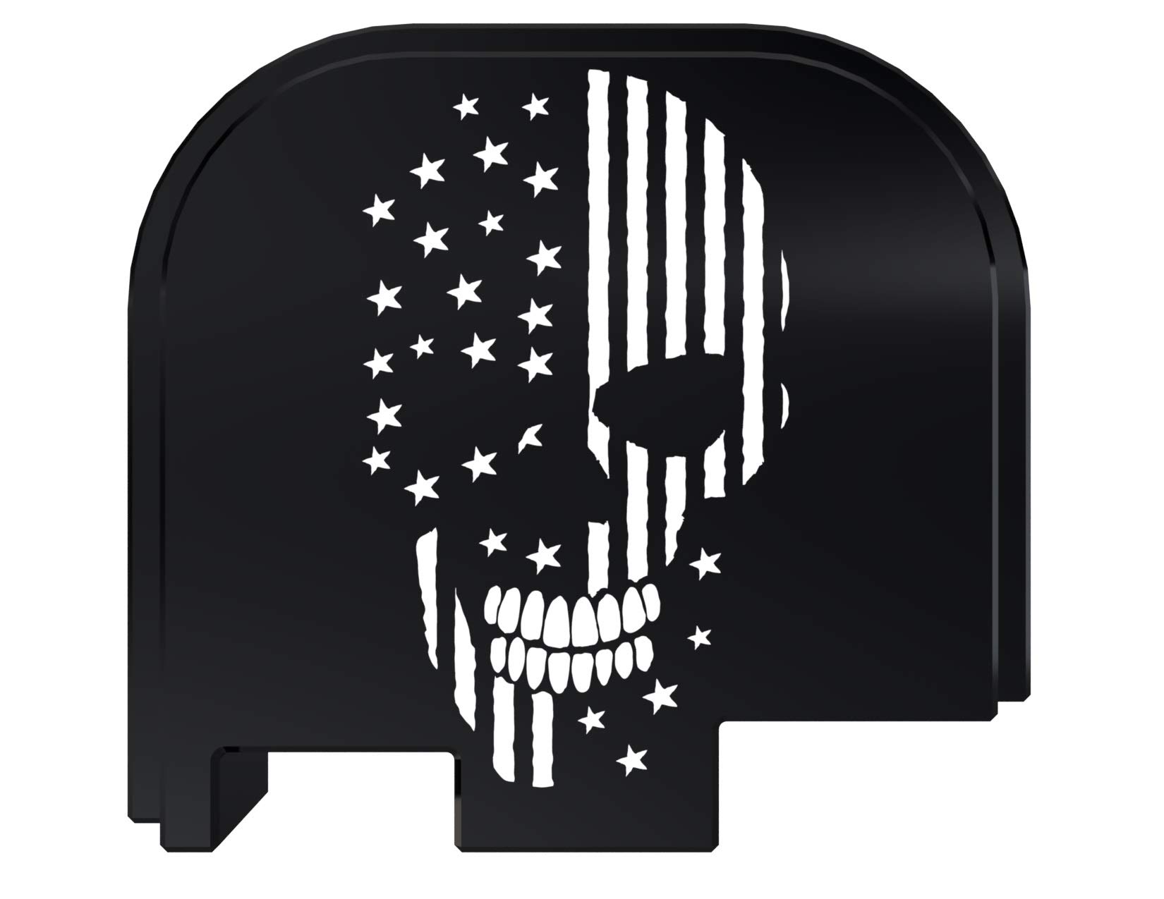 Rowe Tactical Rear Slide Cover Plate for Glock - Black American Flag Skull - for Glock 43-43x-48