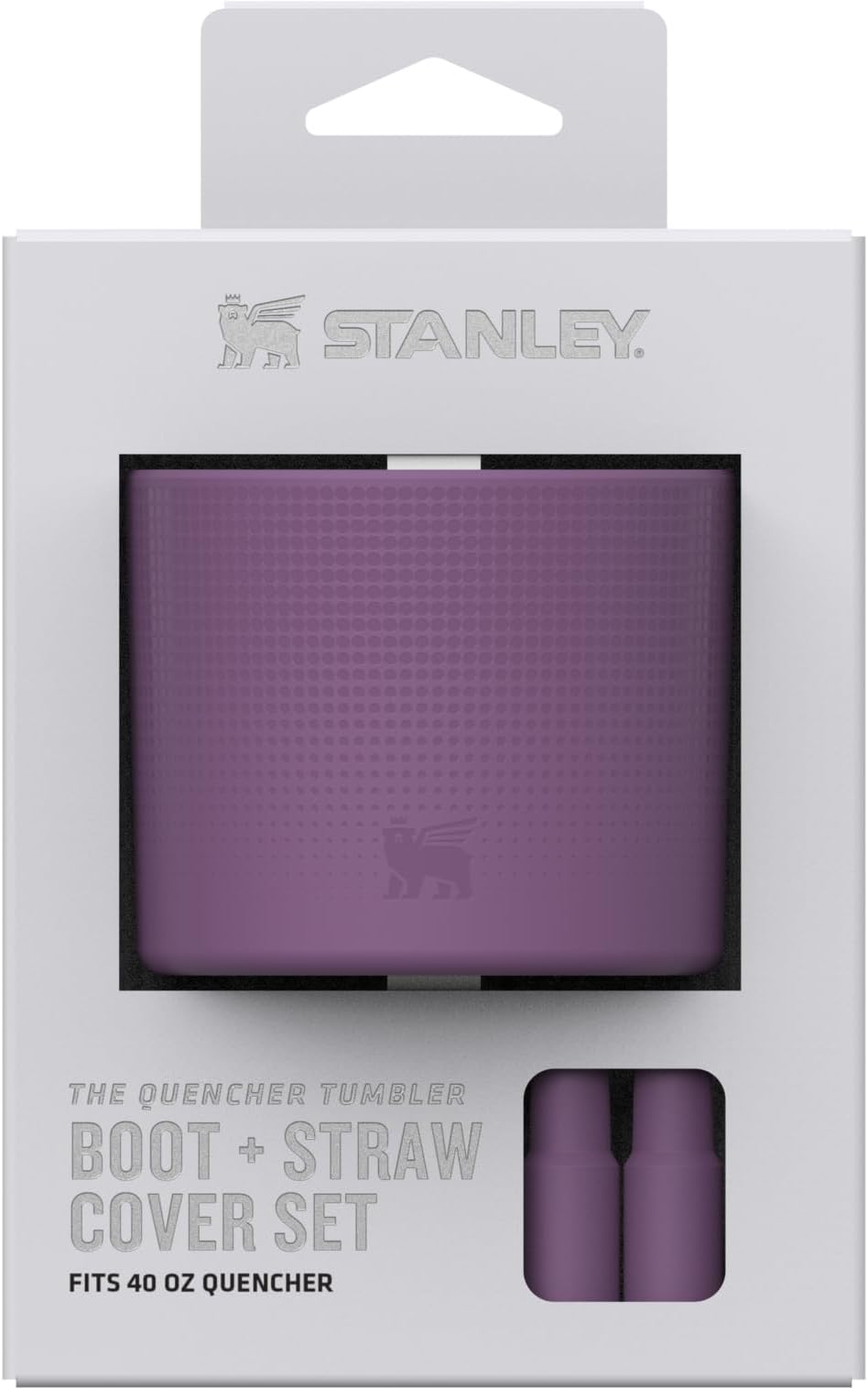 Stanley Quencher Boot and Straw Cover Cap | Anti-Slip Silicone Protector for 40 oz Tumbler with Handle | Accessory Set for Stainless Steel Drinking Cup | BPA-Free | Dark Lilac